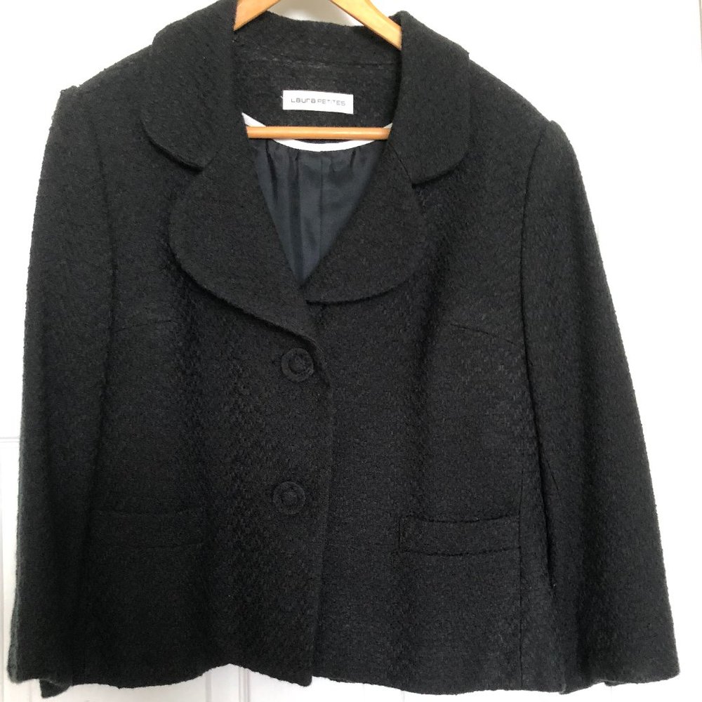 Black boucle jacket.
